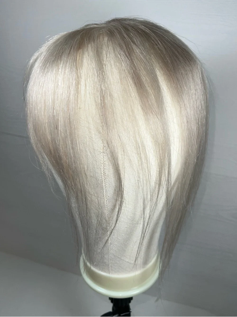 White Blonde Human Hair Ultra Thin 10 Inch Hair Topper with Bangs